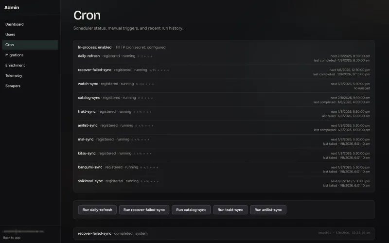 Cron jobs screenshot