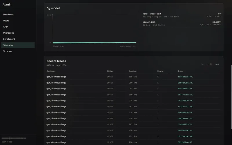 QEngine traces list screenshot