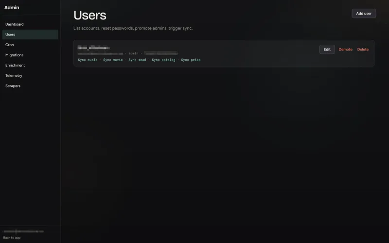 Users screenshot