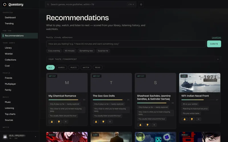 Recommendations screenshot