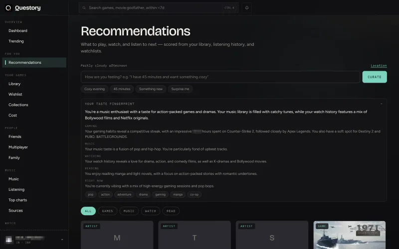 Taste fingerprint screenshot