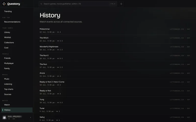 History screenshot